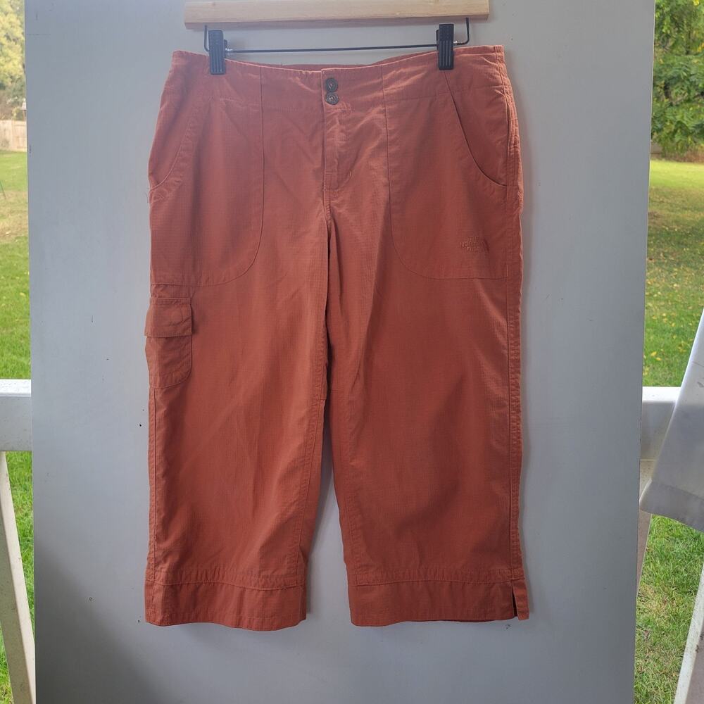 The North Face Womens‎ Burnt Orange Ripstop Cargo Capri Hiking Pants Size 6